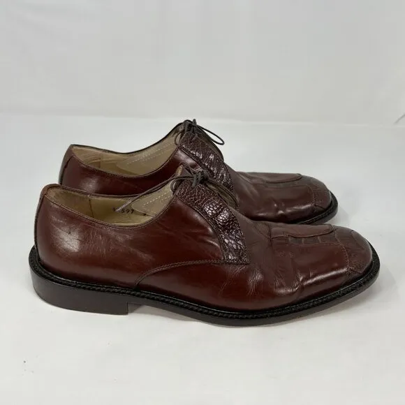 Belvedere Mens Brown Genuine Ostrich Dress Shoes Size 9 M Hand Made in Italy *