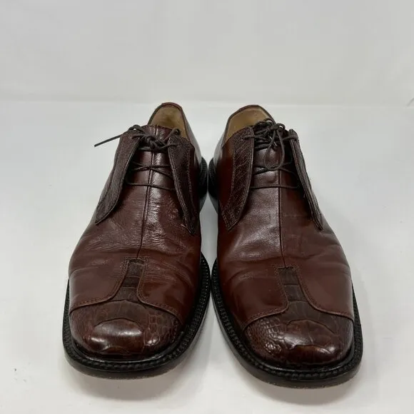 Belvedere Mens Brown Genuine Ostrich Dress Shoes Size 9 M Hand Made in Italy *