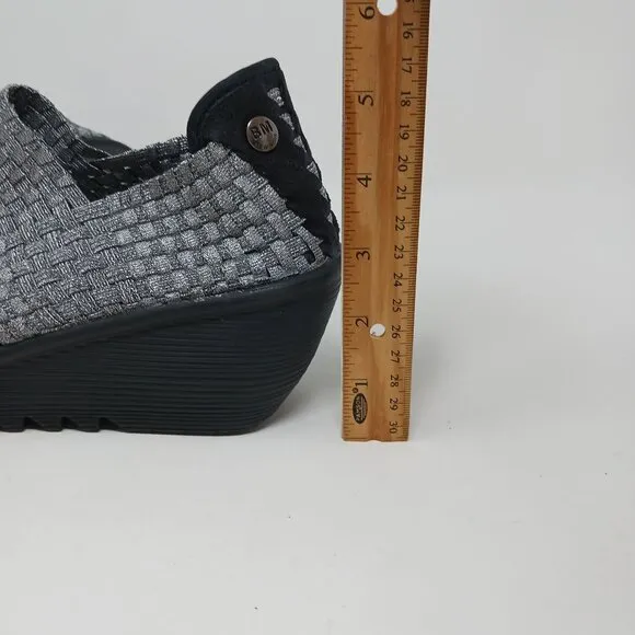 Bernie Mev LULIA Silver Woven Platform Wedge Shoes Size 40 EU Mary Jane