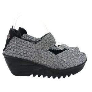 Bernie Mev LULIA Silver Woven Platform Wedge Shoes Size 40 EU Mary Jane