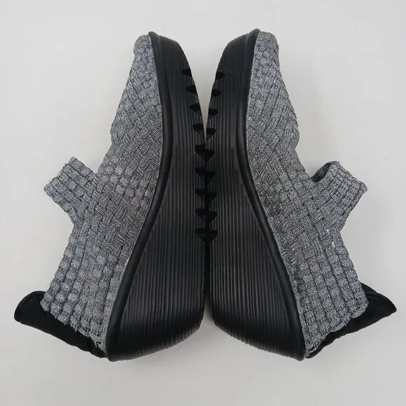 Bernie Mev LULIA Silver Woven Platform Wedge Shoes Size 40 EU Mary Jane