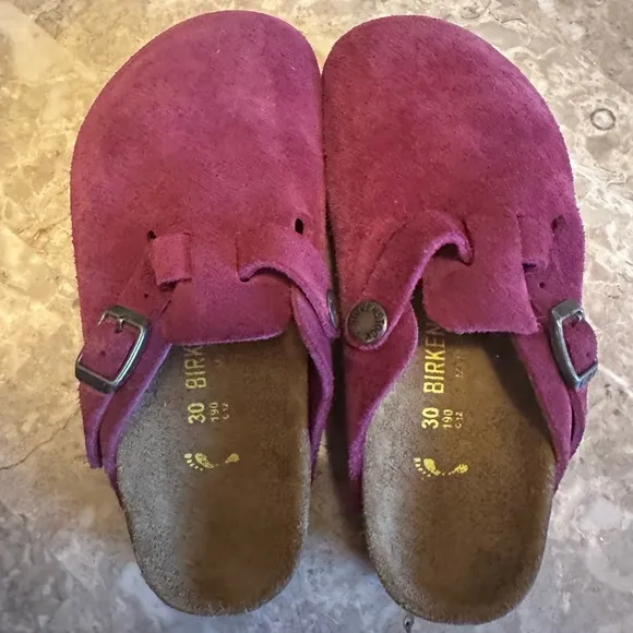 Birkenstock Boston Kids Suede Slip-On Shoes  size 30