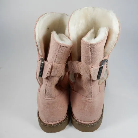 Birkenstock Uppsala Shearling BOOTS Size 38 7 Suede Leather Soft Pink NEW