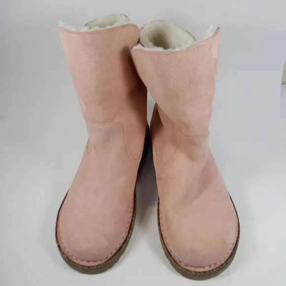Birkenstock Uppsala Shearling BOOTS Size 38 7 Suede Leather Soft Pink NEW