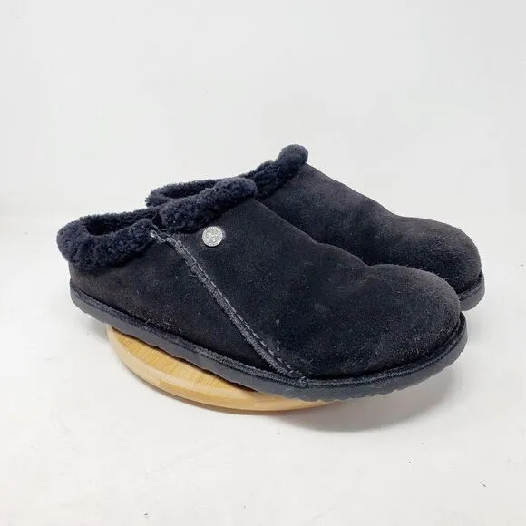 Birkenstock Zermatt Shearling Clogs 44 Mens 11 Black Suede Slip On Lined Shoes
