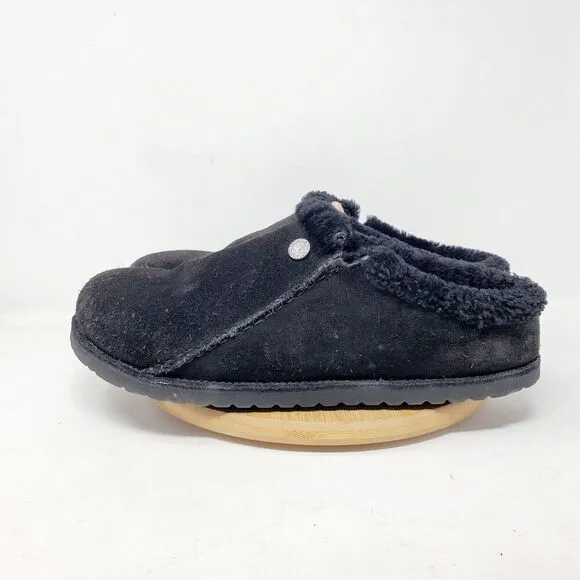 Birkenstock Zermatt Shearling Clogs 44 Mens 11 Black Suede Slip On Lined Shoes
