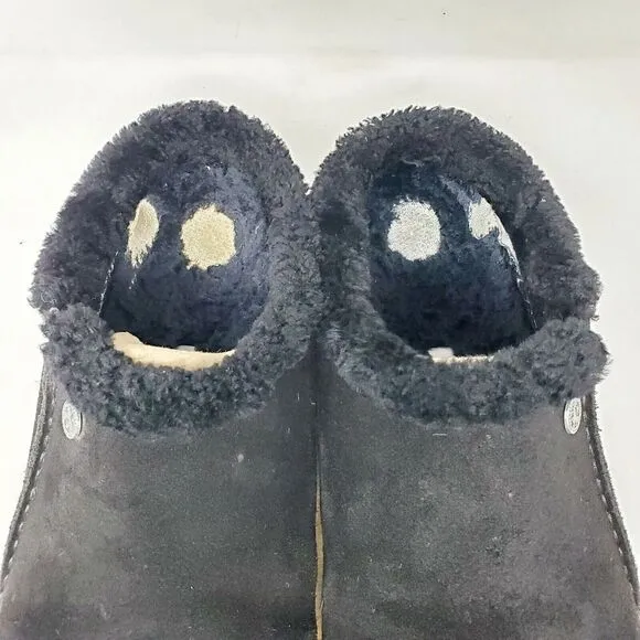 Birkenstock Zermatt Shearling Clogs 44 Mens 11 Black Suede Slip On Lined Shoes