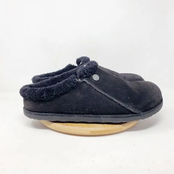Birkenstock Zermatt Shearling Clogs 44 Mens 11 Black Suede Slip On Lined Shoes