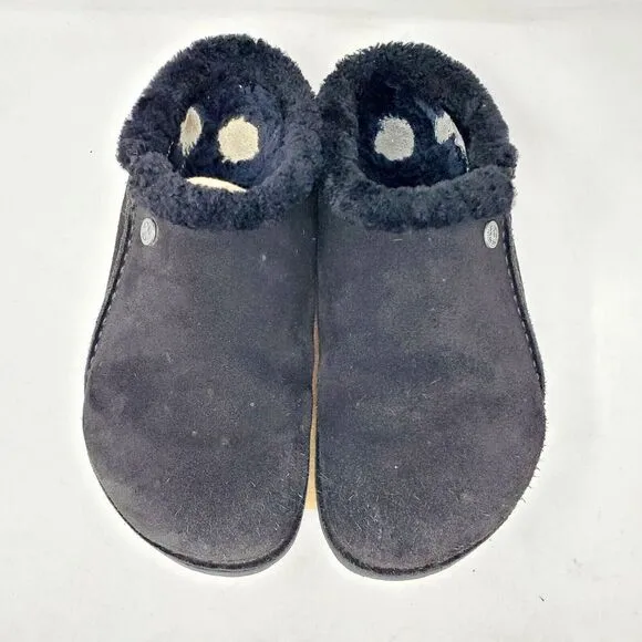 Birkenstock Zermatt Shearling Clogs 44 Mens 11 Black Suede Slip On Lined Shoes