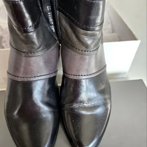 Black and Dark Gray Leather Boots