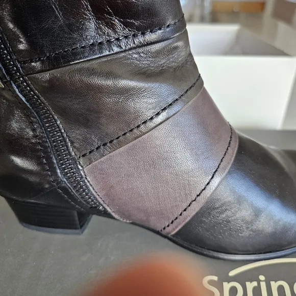 Black and Dark Gray Leather Boots