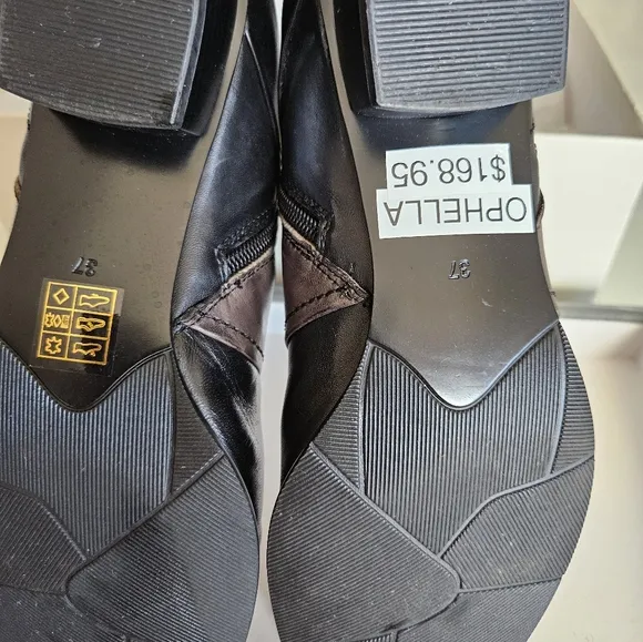 Black and Dark Gray Leather Boots
