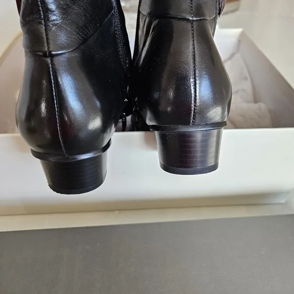 Black and Dark Gray Leather Boots