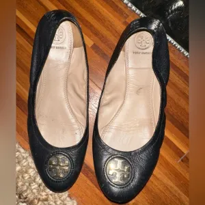 Black and Gold Tory Burch Flats
