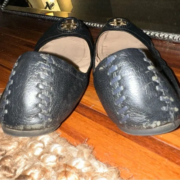 Black and Gold Tory Burch Flats