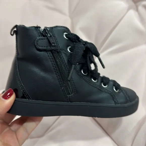 Black Kids Shoes with Bee Embroidery