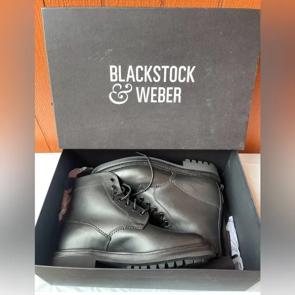 Blackstock &amp; Weber Boots Men's Black Leather Commando Sole US:7:5 /UK:6.7  NEW