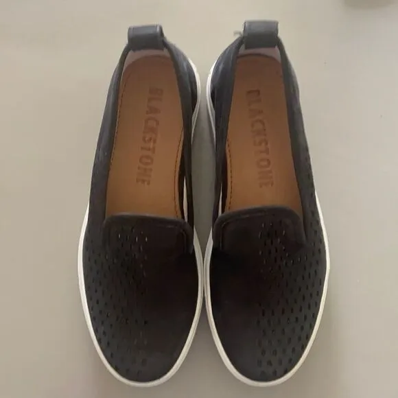 Blackstone perforated RL-68 black suede sneakers