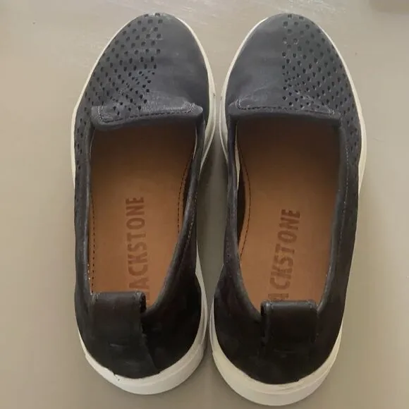 Blackstone perforated RL-68 black suede sneakers