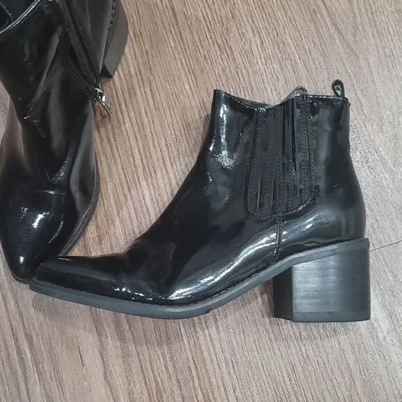 Blondo Elvina Waterproof patent Leather Ankle Boots black size 6.5
