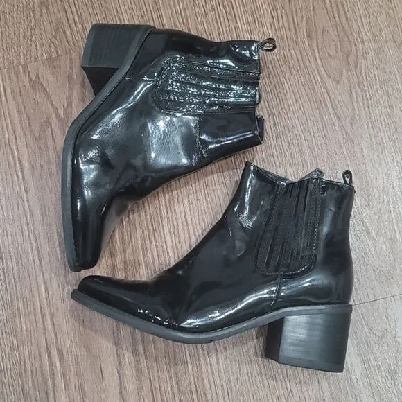 Blondo Elvina Waterproof patent Leather Ankle Boots black size 6.5
