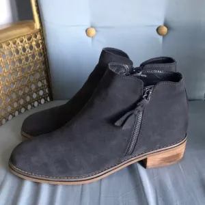 Blondo gray suede leather waterproof zip ankle booties size 9.5 fall winter