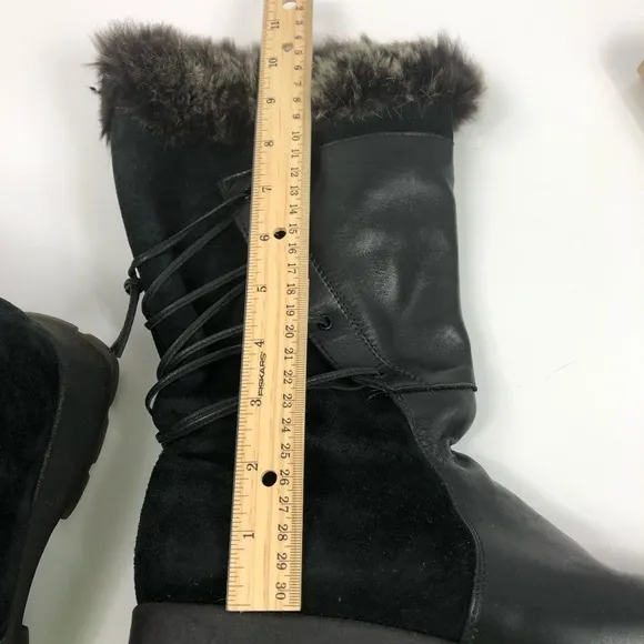 Blondo Leather and Suede Rabbit Fur Trim Boots 9B