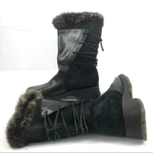 Blondo Leather and Suede Rabbit Fur Trim Boots 9B