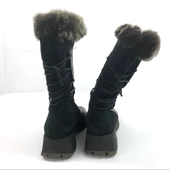 Blondo Leather and Suede Rabbit Fur Trim Boots 9B