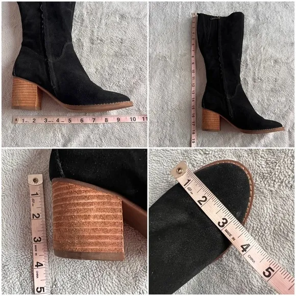 Blondo Nikki Waterproof Suede Knee High Block Heel Tall Boot Black Sz 7
