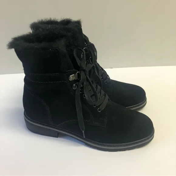 Blondo waterproof black suede ankle boots.