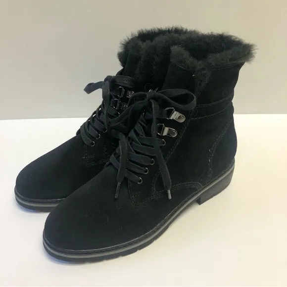 Blondo waterproof black suede ankle boots.
