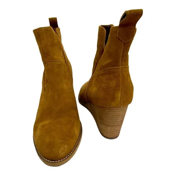 BLONDO Waterproof Brown Suede Irving  Wedge Ankle Boots 9 Women's