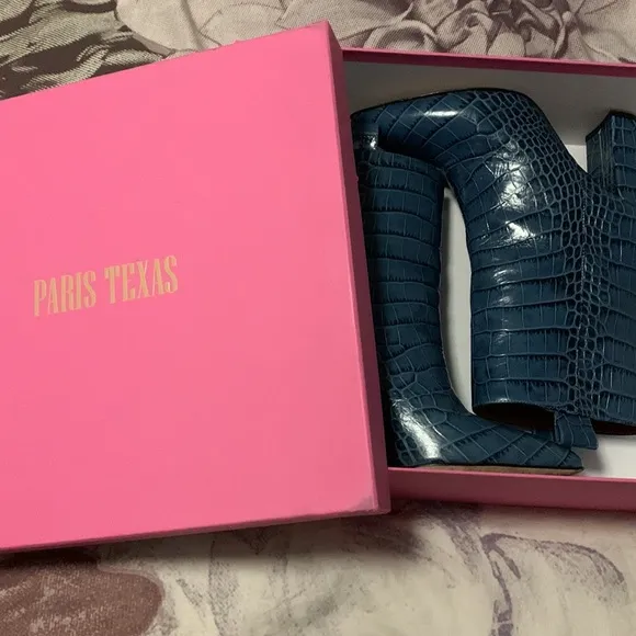 Blue croc embossed Paris Texas boots