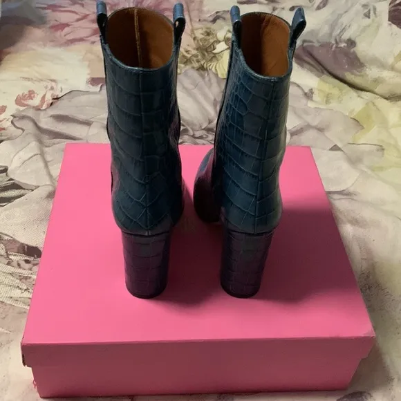 Blue croc embossed Paris Texas boots