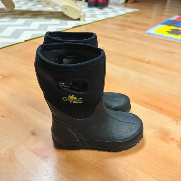 Bogs Black Glosh Rubber Waterproof Winter Rain Snow Boots Kids Size 13