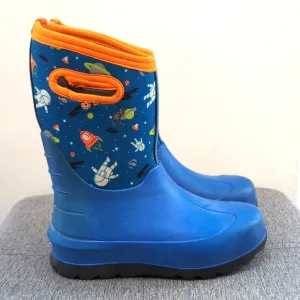 Bogs Neo-Classic Blue Space Spaceman Print Kid's Waterproof Winter Boots Sz 5