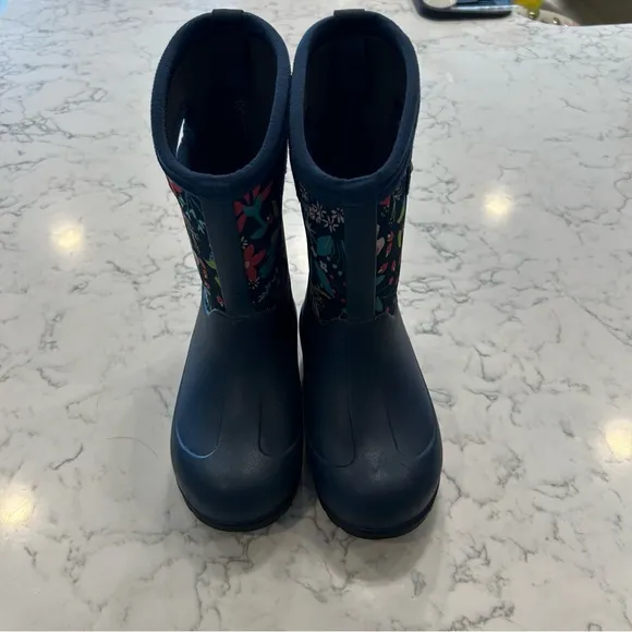 Bogs Neo-Classic Kids Winter Boots Navy Floral Waterproof -35 Size 12