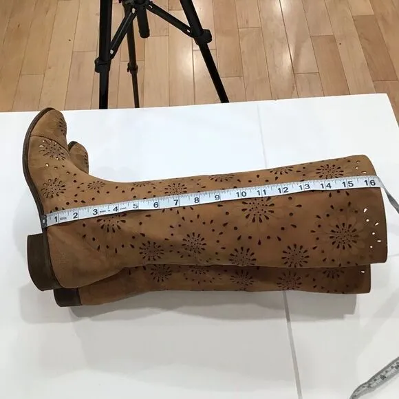 Bohemian Boots, ANTHROPOLOGIE, Suede, Tan, Size 7.5 (EU) 38