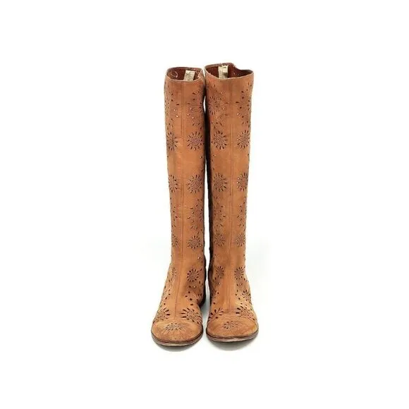 Bohemian Boots, ANTHROPOLOGIE, Suede, Tan, Size 7.5 (EU) 38