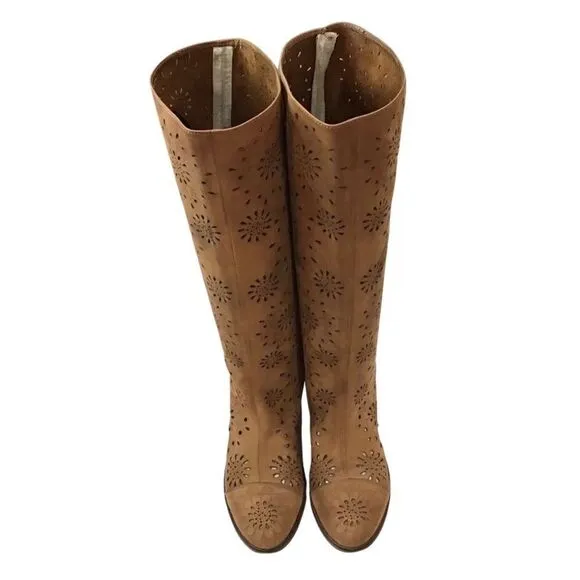 Bohemian Boots, ANTHROPOLOGIE, Suede, Tan, Size 7.5 (EU) 38