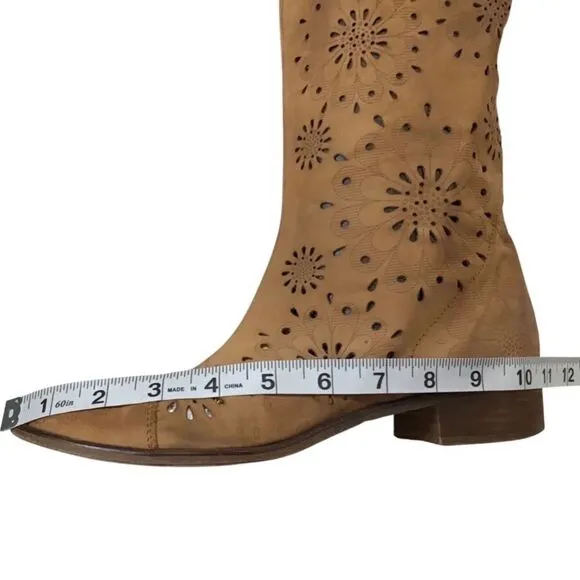 Bohemian Boots, ANTHROPOLOGIE, Suede, Tan, Size 7.5 (EU) 38