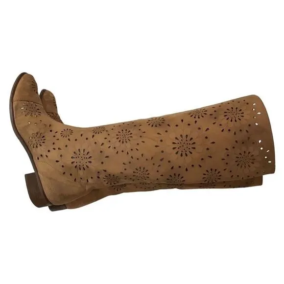 Bohemian Boots, ANTHROPOLOGIE, Suede, Tan, Size 7.5 (EU) 38