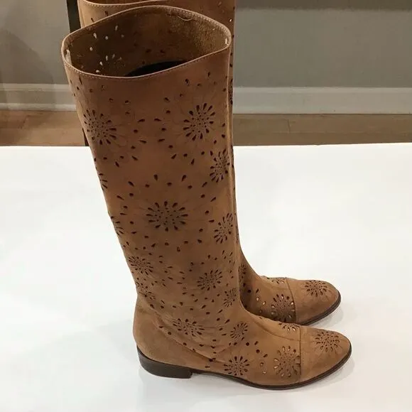 Bohemian Boots, ANTHROPOLOGIE, Suede, Tan, Size 7.5 (EU) 38