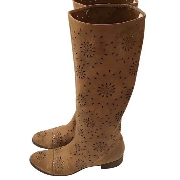 Bohemian Boots, ANTHROPOLOGIE, Suede, Tan, Size 7.5 (EU) 38