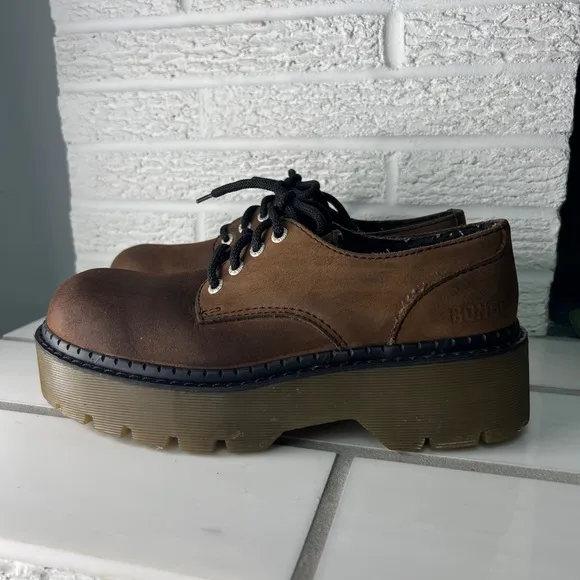 Bongo Vintage Platform Chunky Suede Brown Shoes
