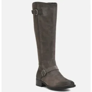 BORN Chesire Knee High Riding Boots In Grey Carbon Suede Sz 8 New