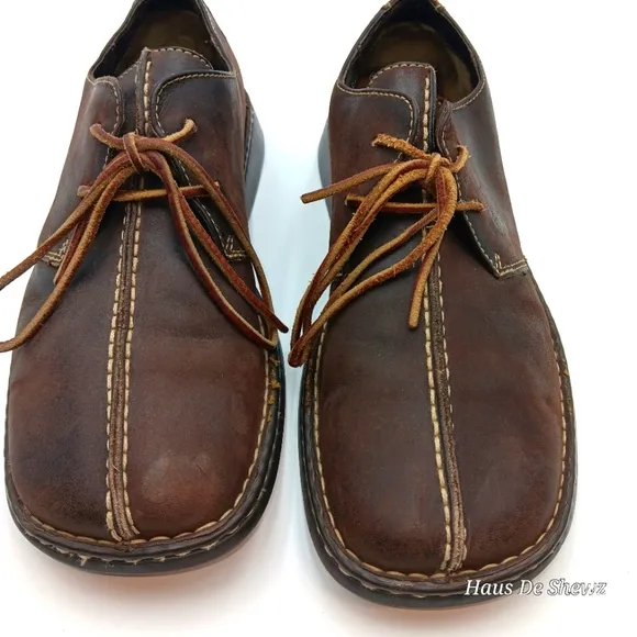 Born Mens Brown Lace Up Oxford Casual Genuine Leather Shoes sz 10.5