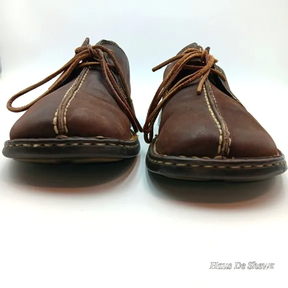 Born Mens Brown Lace Up Oxford Casual Genuine Leather Shoes sz 10.5