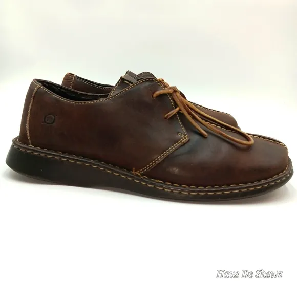 Born Mens Brown Lace Up Oxford Casual Genuine Leather Shoes sz 10.5